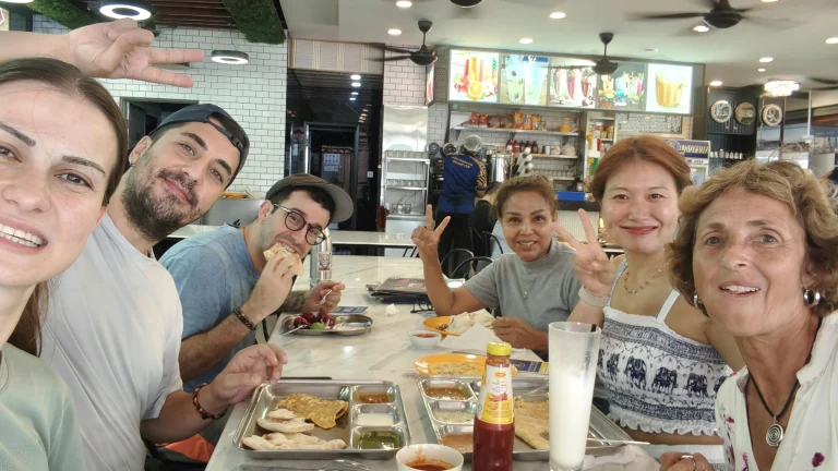 The Travelogue Guesthouse group at dinner on Jalan Alor, Kuala Lumpur