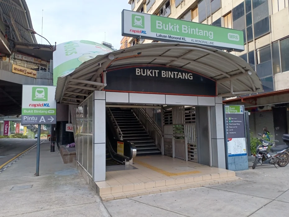 The Bukit Bintang MRT station entrance at street level, Kuala Lumpur