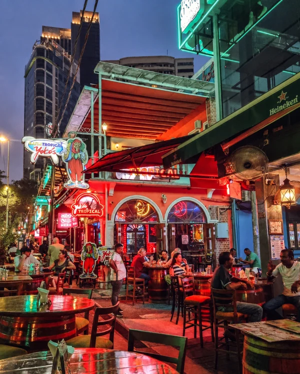 Bars and terraces on Changkat Bukit Bintang, the pub street a block from Jalan Alor