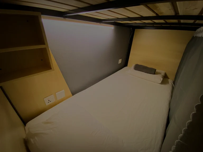 The four bed female dormitory at Travelogue Guesthouse, Bukit Bintang, Kuala Lumpur