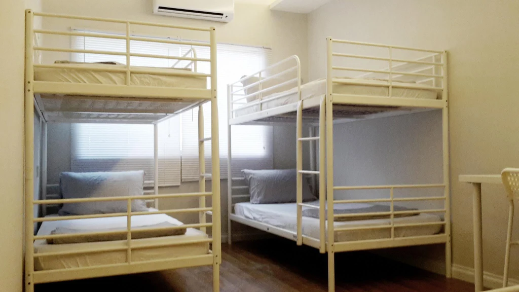 The four bed mixed dormitory at Travelogue Guesthouse, Bukit Bintang, Kuala Lumpur