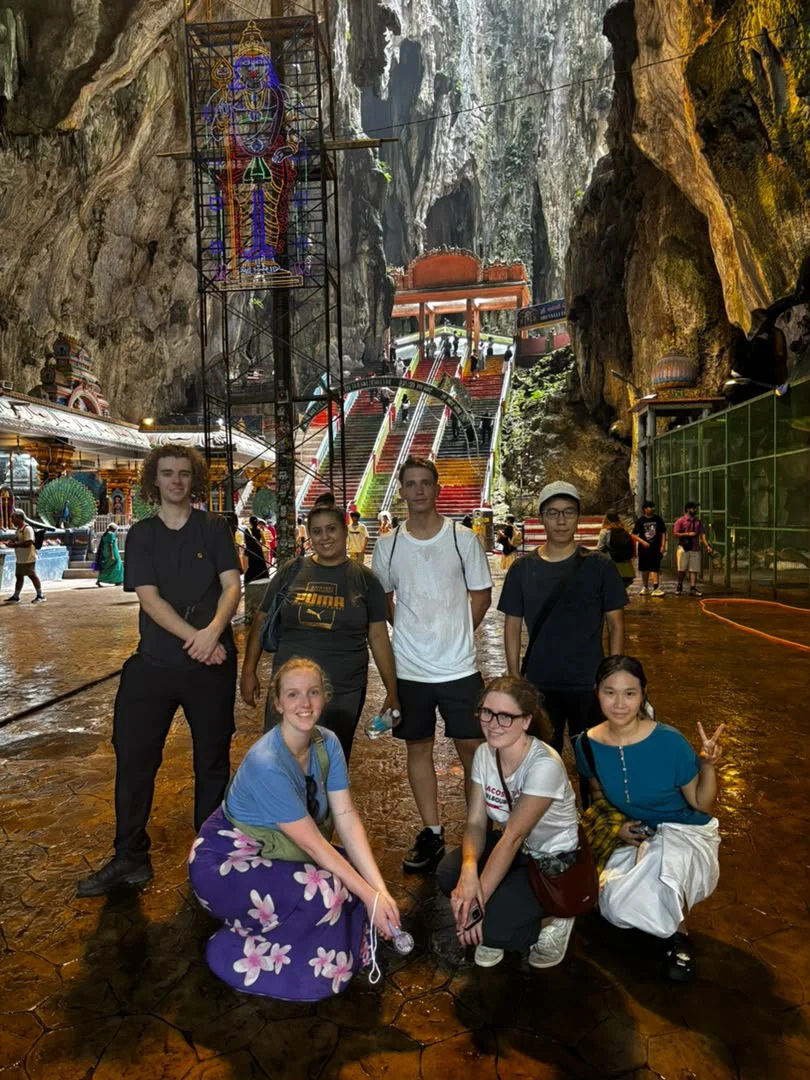 Travelogue Guesthouse guests in the cave temple inside the hill at Batu Caves, Kuala Lumpur