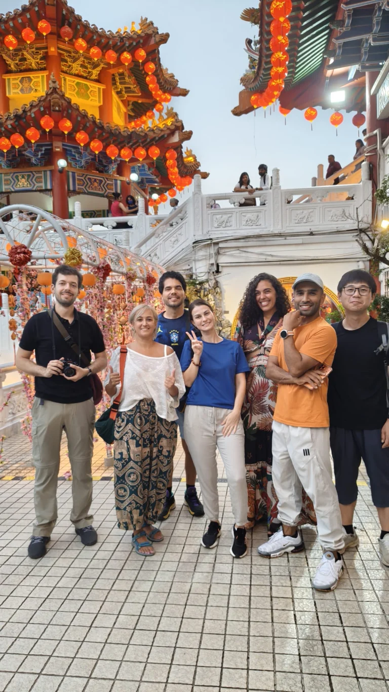 A Travelogue Guesthouse group on the terrace at Thean Hou Temple